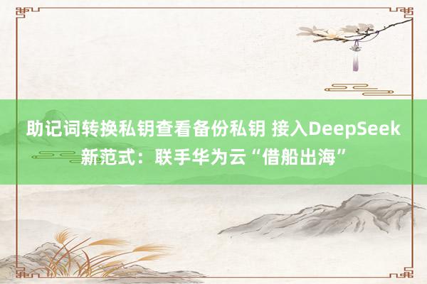 助记词转换私钥查看备份私钥 接入DeepSeek新范式：联手华为云“借船出海”